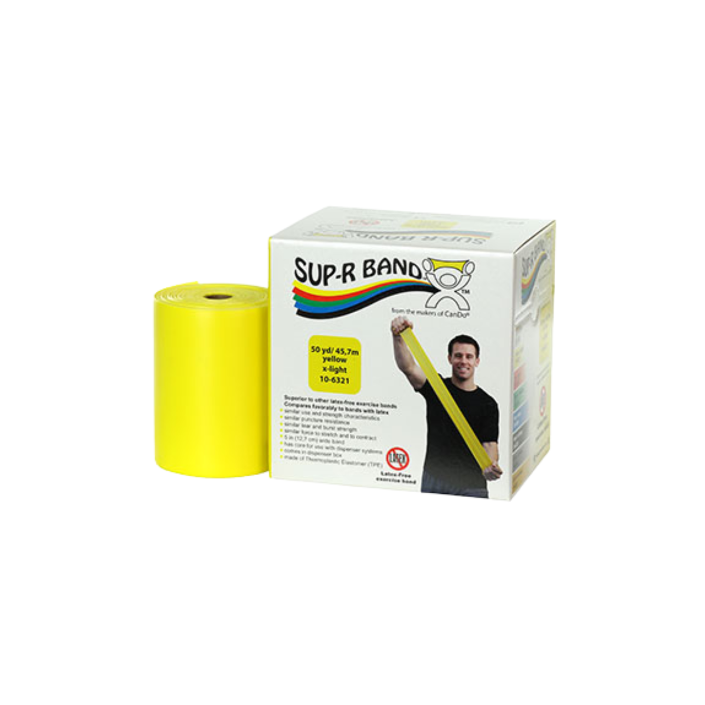 Sup-R Band Latex Free Exercise Band - 50 yard roll - Yellow - Light