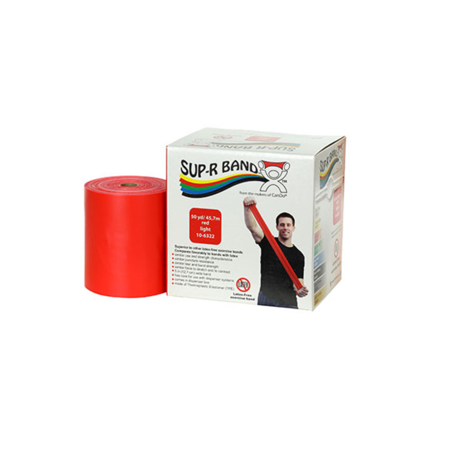 Sup-R Band Latex Free Exercise Band - 50 yard roll - Red - light