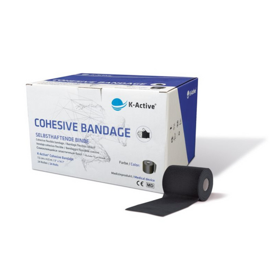 K-Active Cohesive Bandage black 7.5 cm x 4.5 m, 24 pcs/box