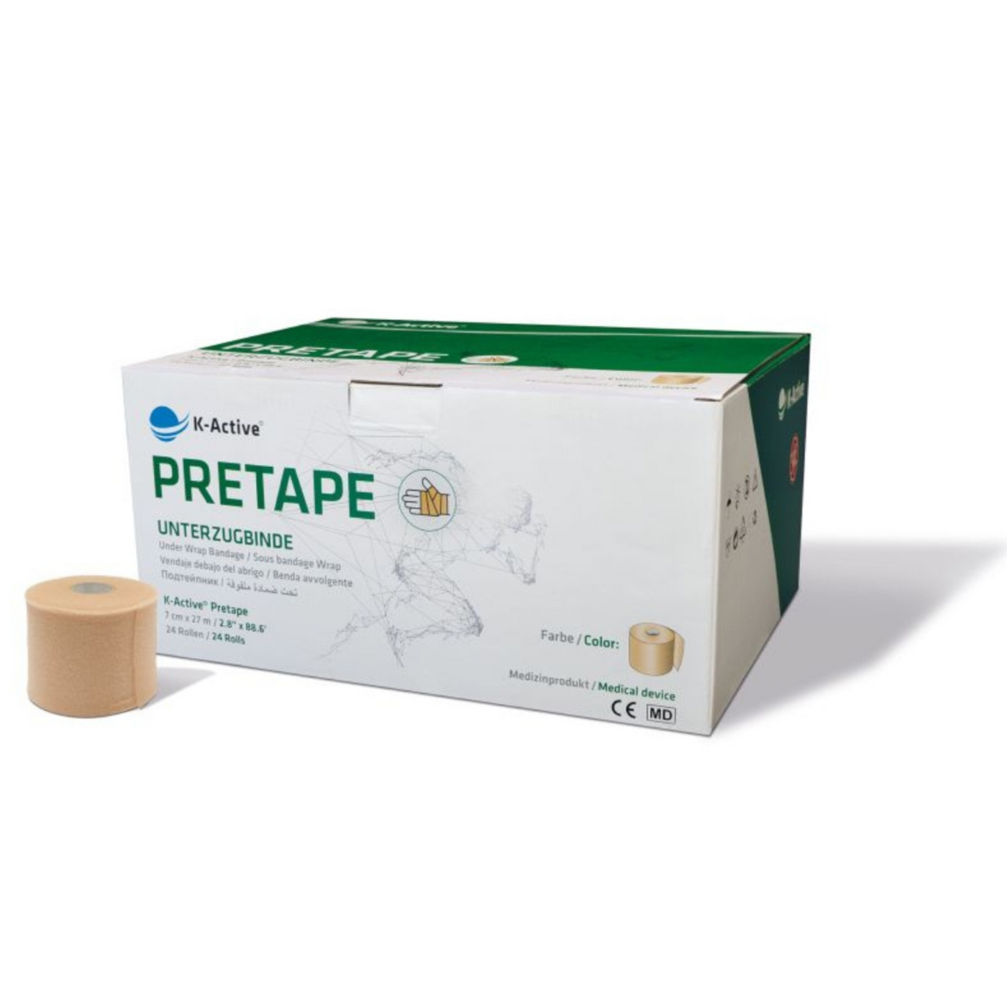 K-Active PreTape - beige, 7 cm x 27 m, 24pcs /box