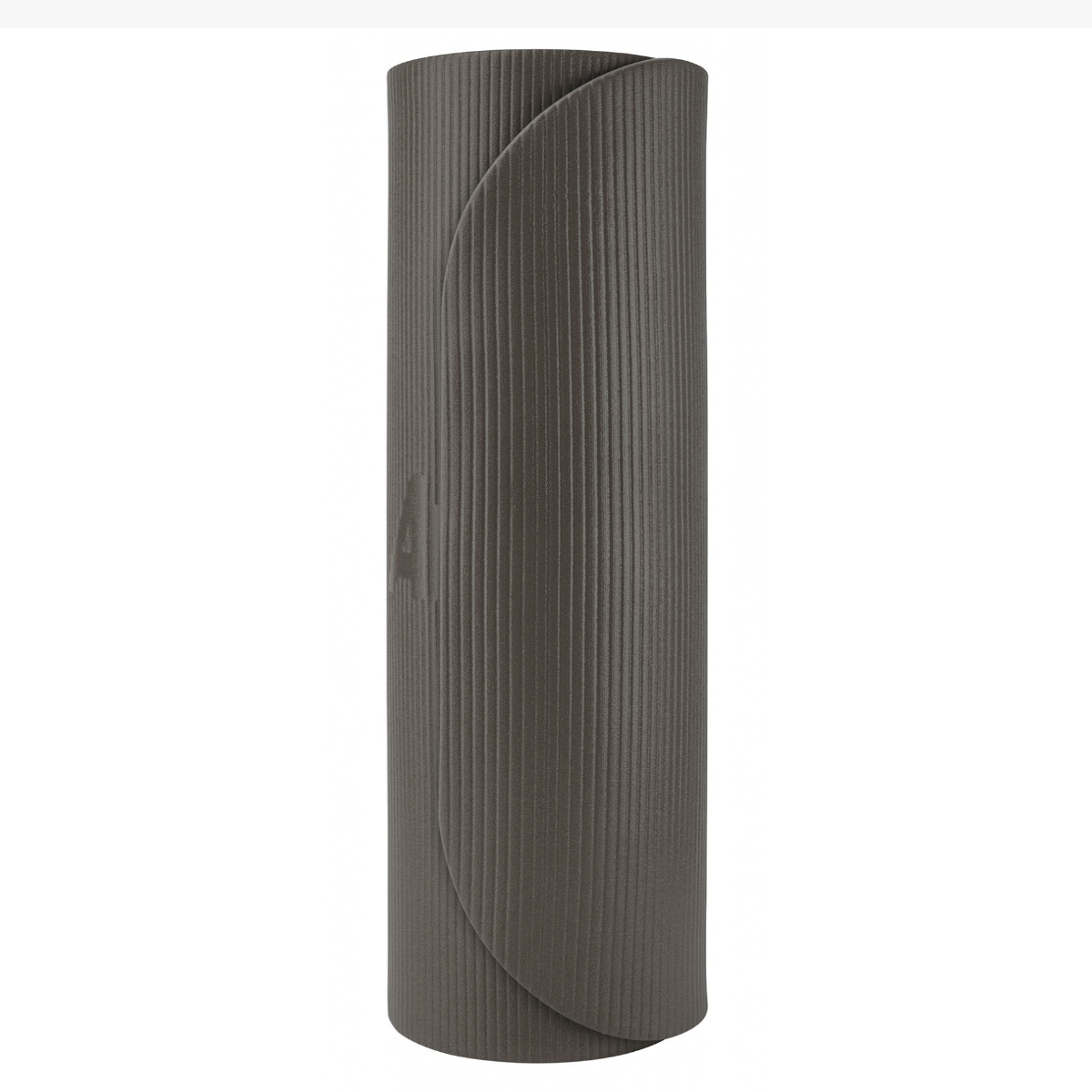 Airex Coronella 200 exercise mat in charcoal color rolled up.
