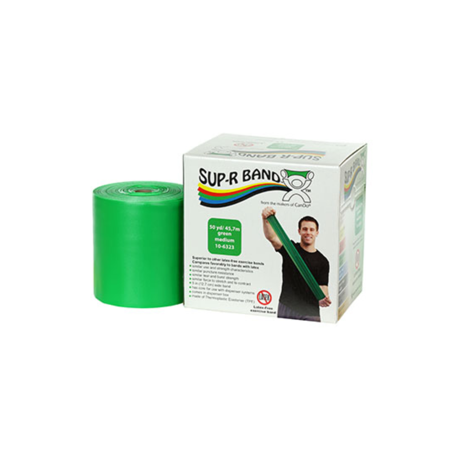 Sup-R Band Latex Free Exercise Band - 50 yard roll - Green - medium