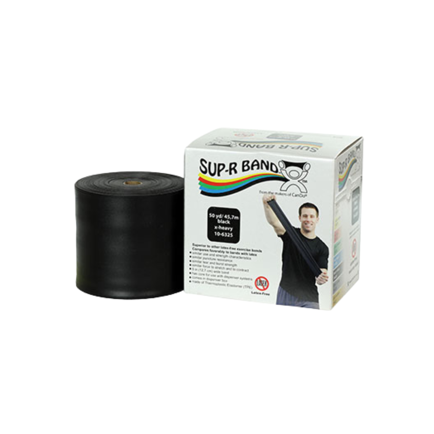 Sup-R Band Latex Free Exercise Band - 50 yard roll - Black - x-heavy